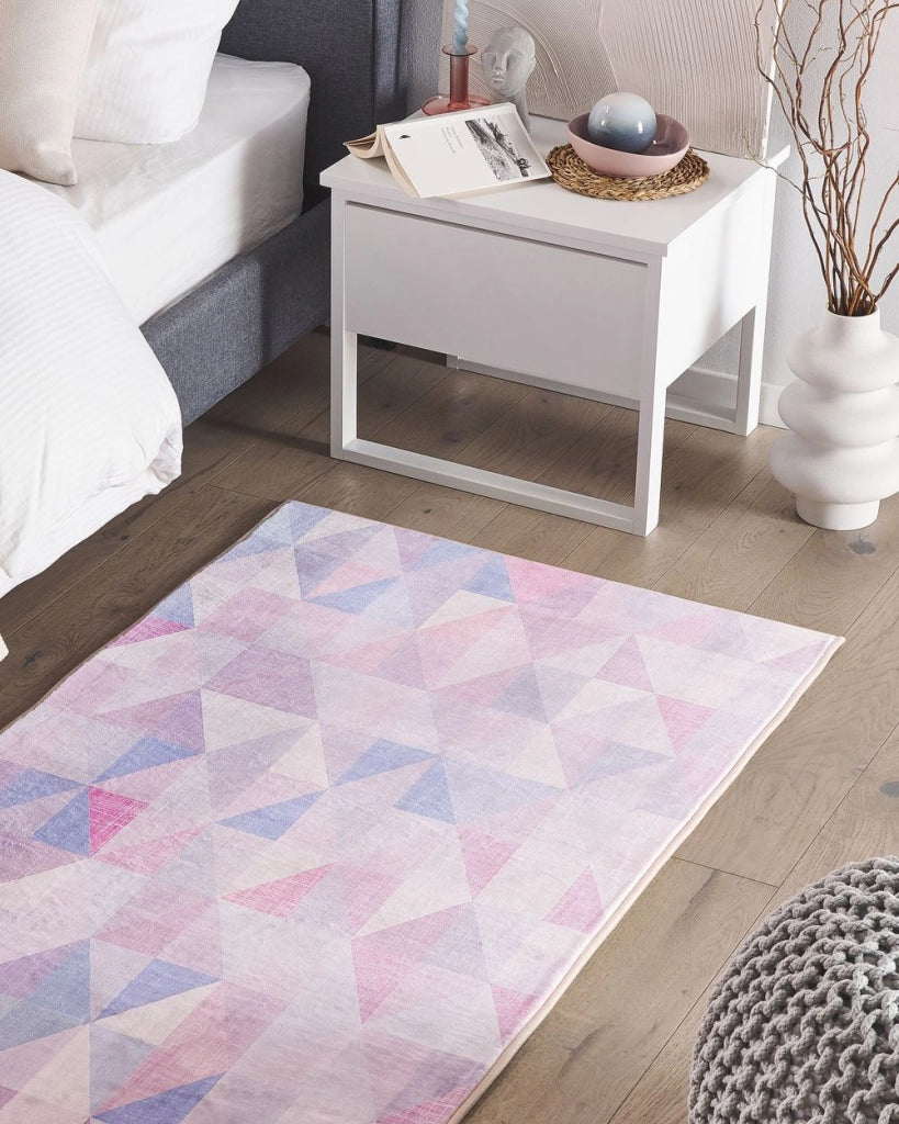 Tappeto tappetino Pastello Blu Grigio 80 x 150 cm Motivo Triangolo Tappeto Moderno Contemporaneo