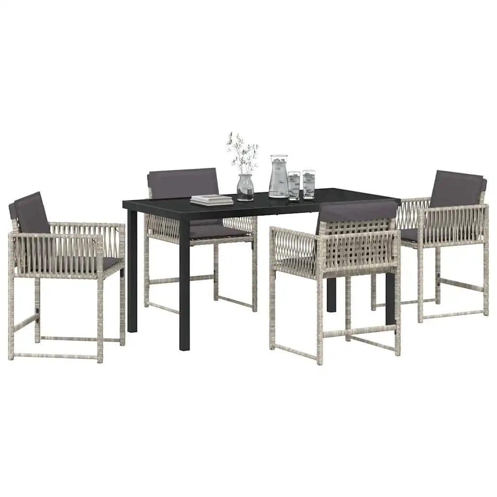 Set da Pranzo per Giardino 5 pcs Grigio chiaro polyrattan