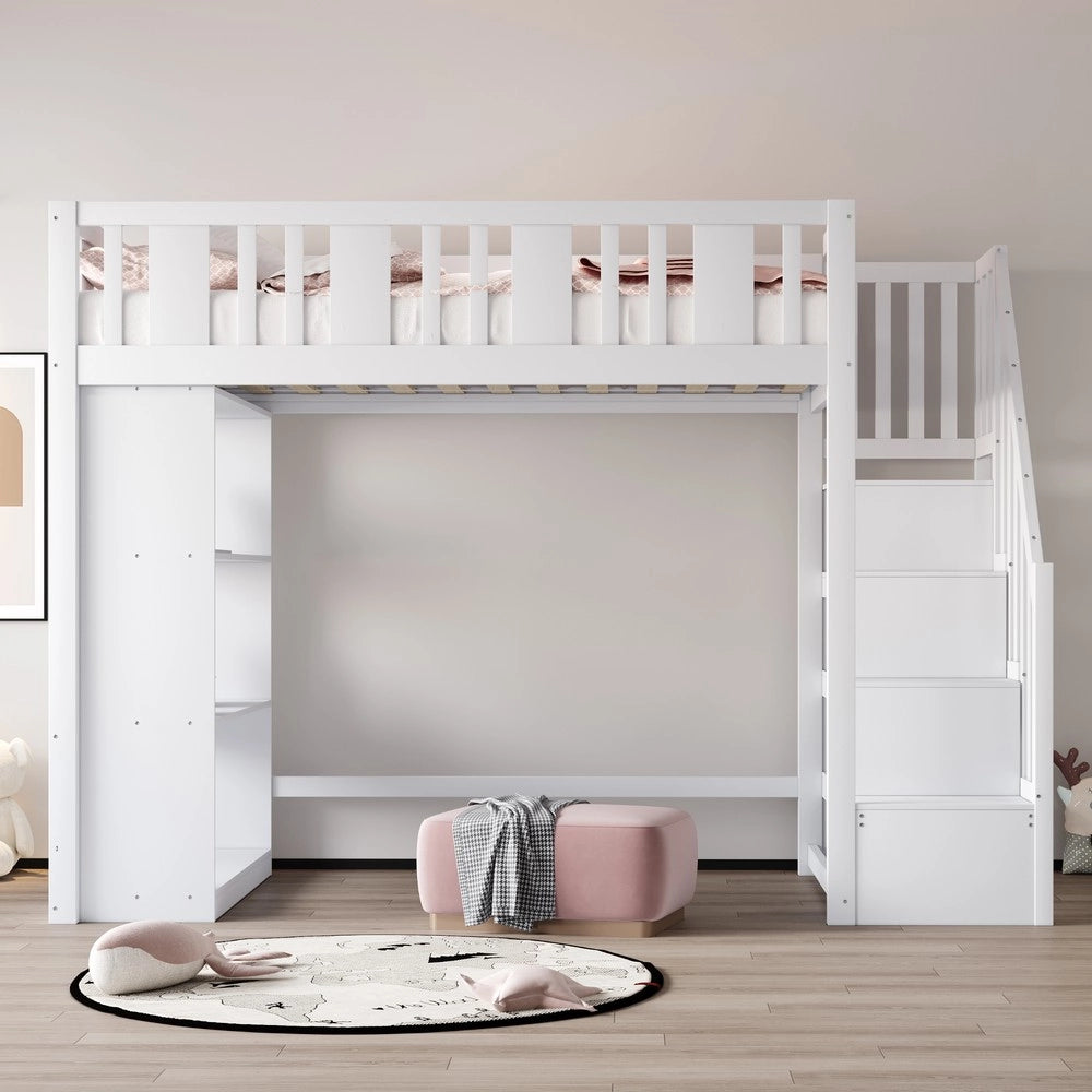 Letto a Soppalco con Contenitore ¨C MINIMAL ¨C Legno Bianco 90x200