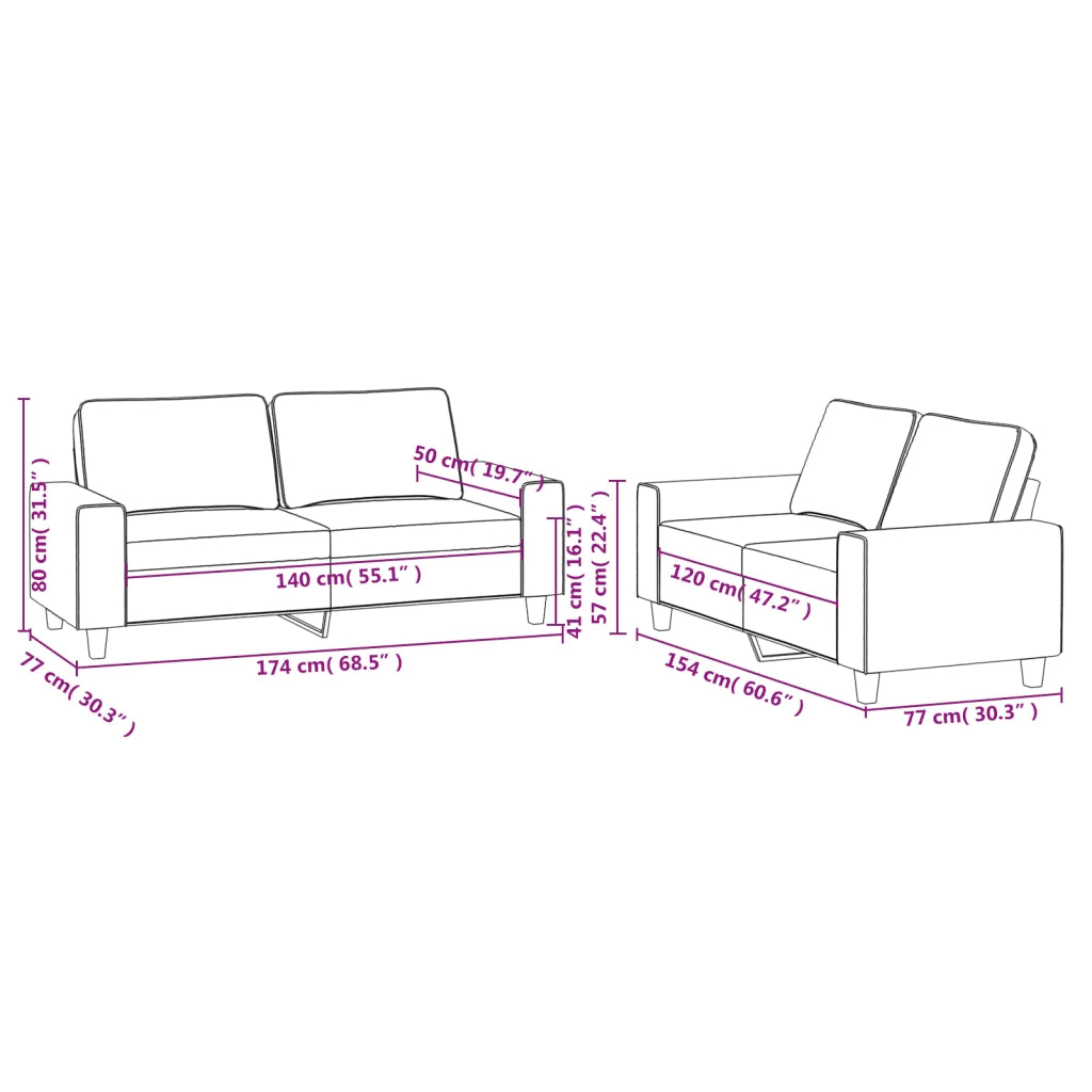 Set di Divani 2 pz Marrone in Tessuto 3201885