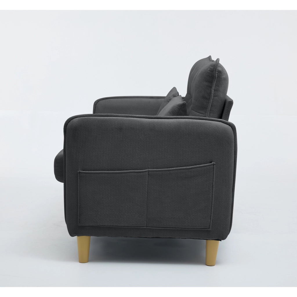 Divano 2 Posti con Braccioli e Tasche Laterali ¨C MINIMAL ¨C Chenille, Grigio Scuro