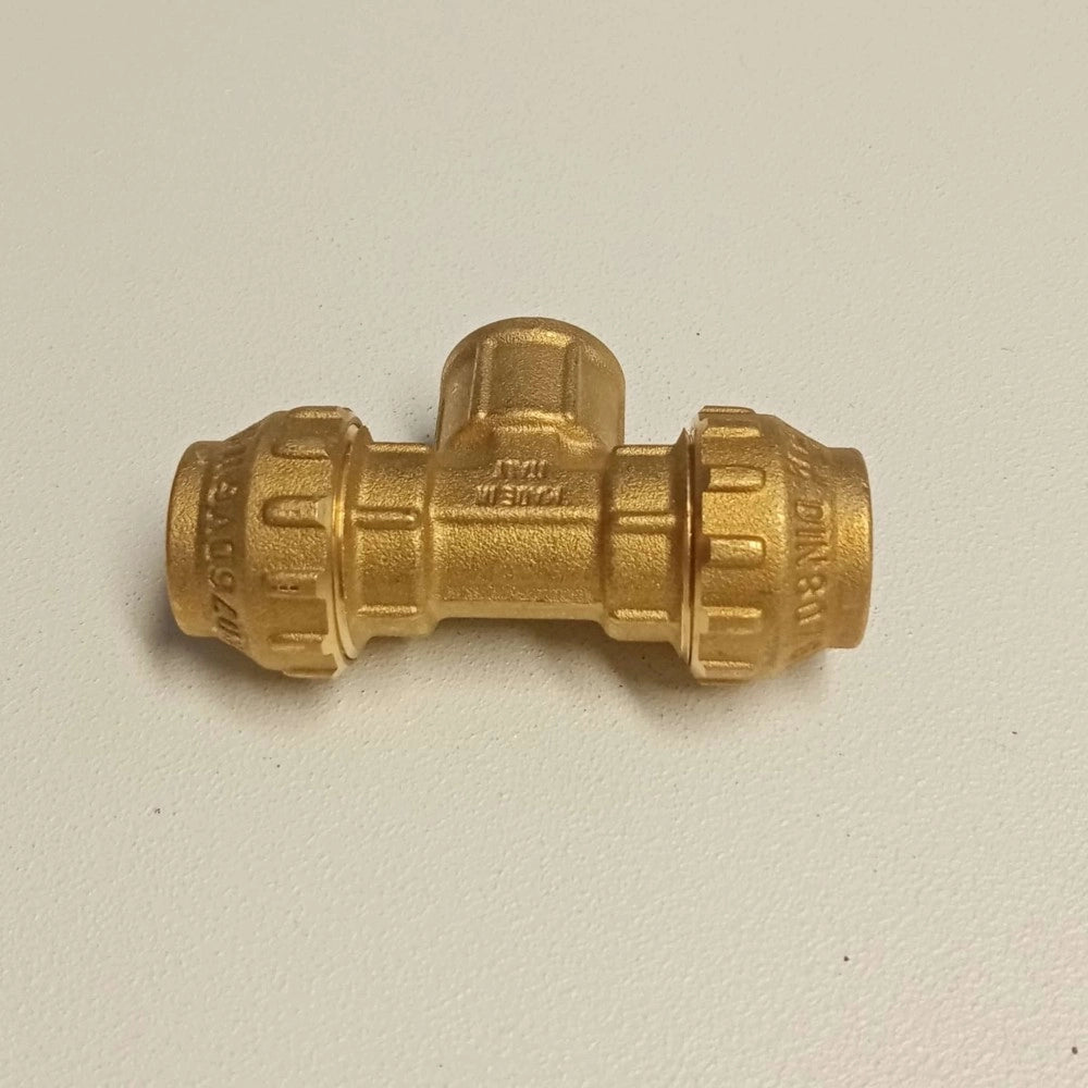 Raccordo f 32x1x32 tee t di giunzione in ottone con tenuta o-ring ed ogiva in ottone