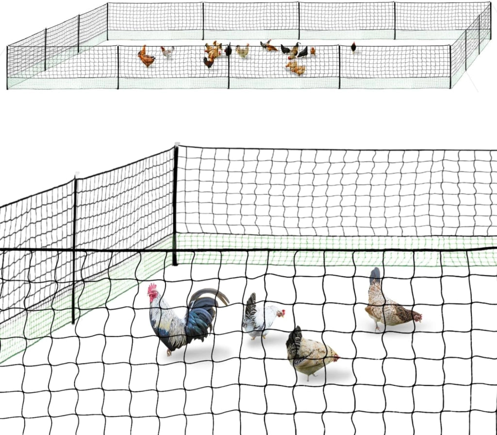 Kit recinzione rete per galline 50 m con porta 15 picchetti doppia punta
