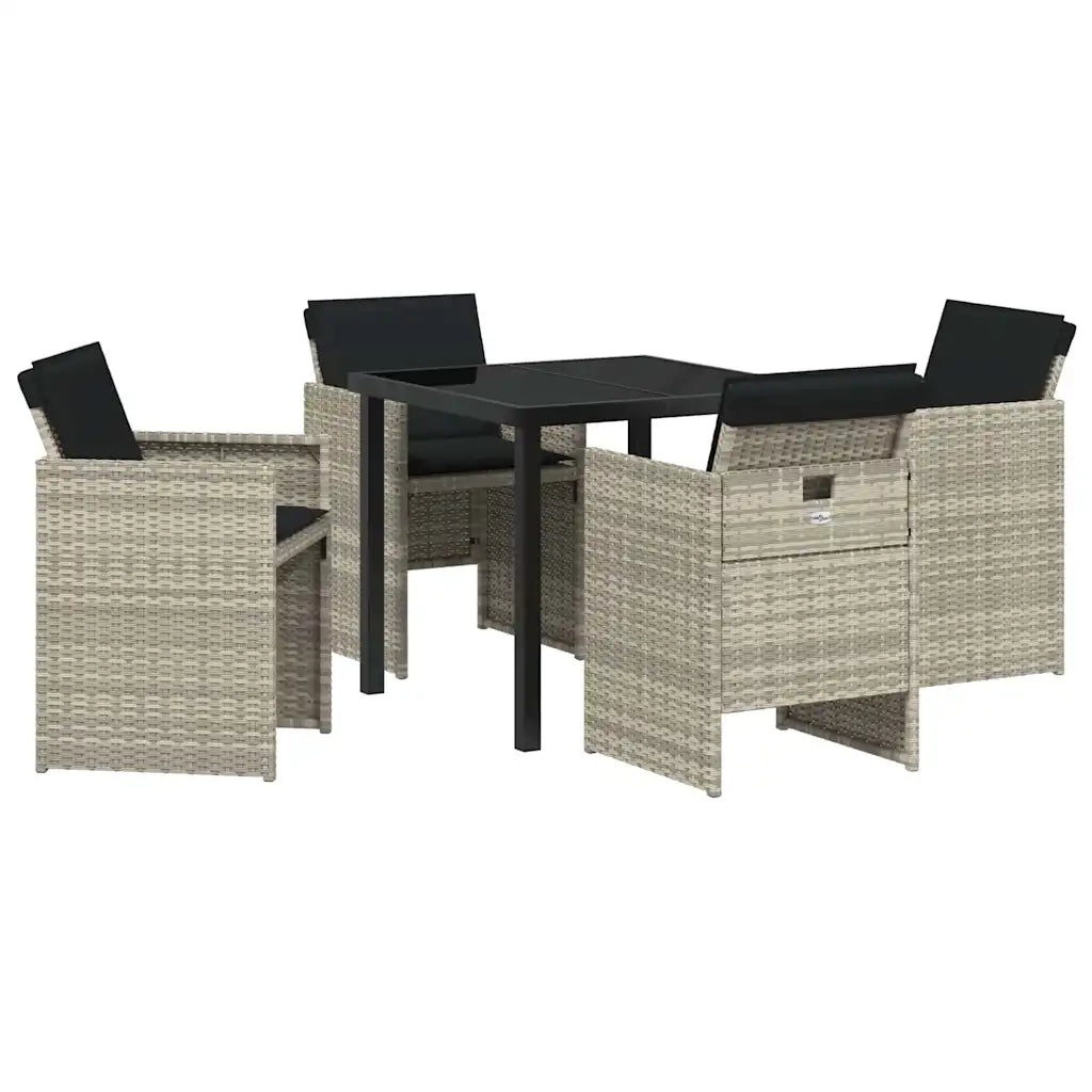 Set da Pranzo per Giardino 5 pcs Grigio chiaro polyrattan