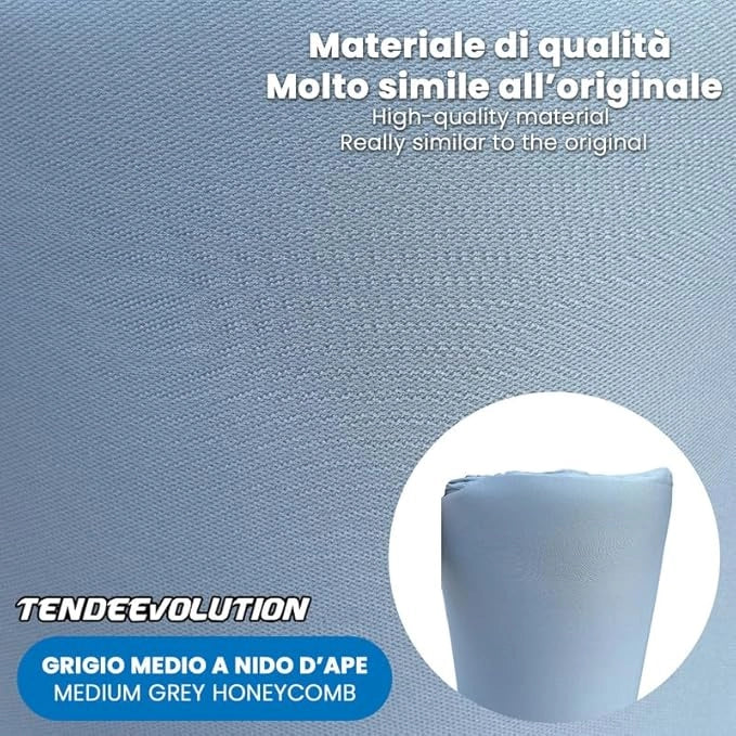 Kit Riparazione Tessuto Cielo Auto - Nido D'ape Grigio Medio Con 2 Colle Spray - Misura 1,50 x 3 m - Adatto anche per Pannelli Portiere e Pantoni
