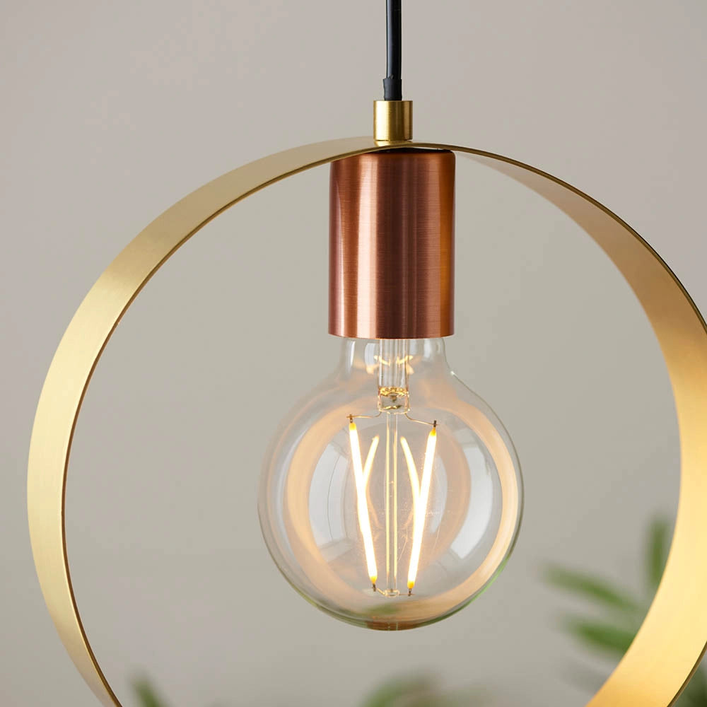 Lampada a sospensione HOOP anello ottone E27 Endon