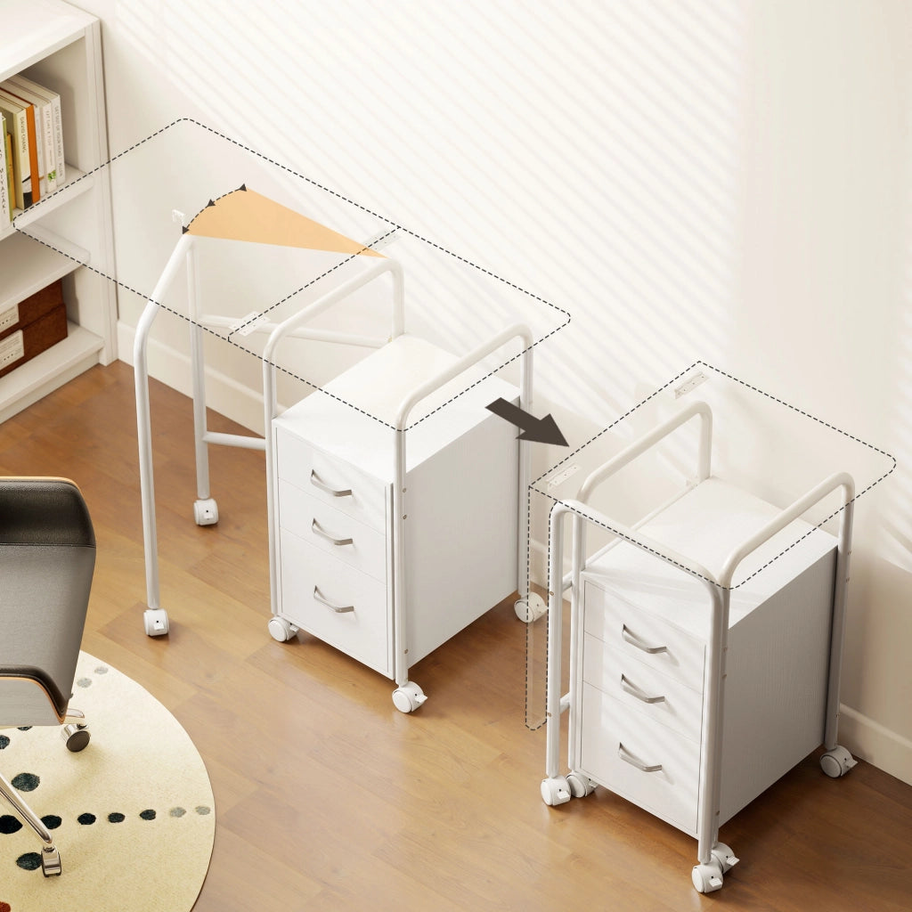 Scrivania per computer con cassetti e ripiano estensibile ¨C zephmum ¨C 105x51x75.5cm, bianco