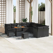 Set Divano da Giardino con cuscino 13 pcs Nero