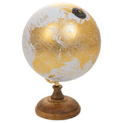 Mappamondo in plastica con base in legno marrone d15x20h