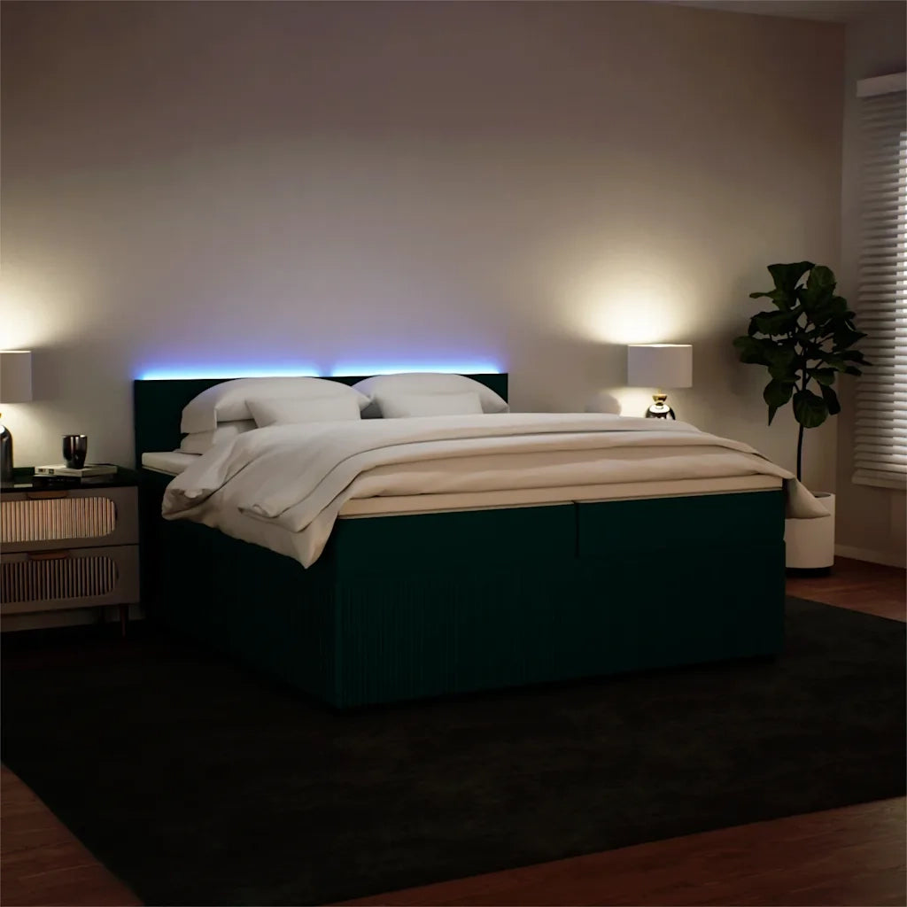 Giroletto a Molle con Materasso Verde Scuro 200x200 cm Velluto 3290133