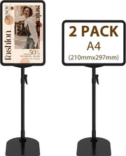 Display stand per A4 - 2 pezzi - nero - materiale in acciaio