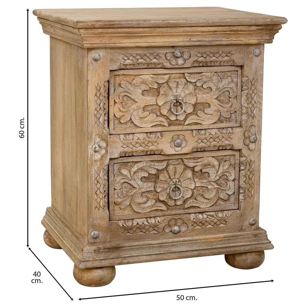 Comodino in legno artigianale marrone 50x40x60.