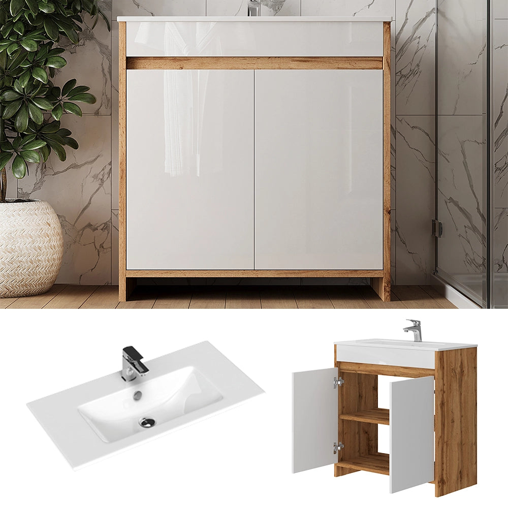 Vicco Mobiletto per lavabo Quercia dorata 2 parti