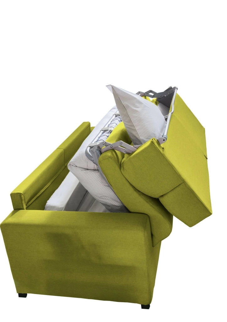 None, Divano Letto 2 Posti Sfoderabile Made in Italy, 180x95 cm Verde