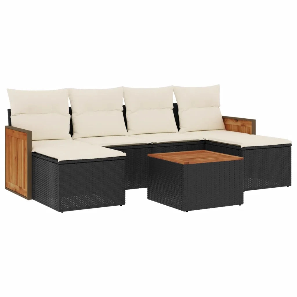 Set Divani da Giardino con Cuscini 7pz Nero Polyrattan 3227904