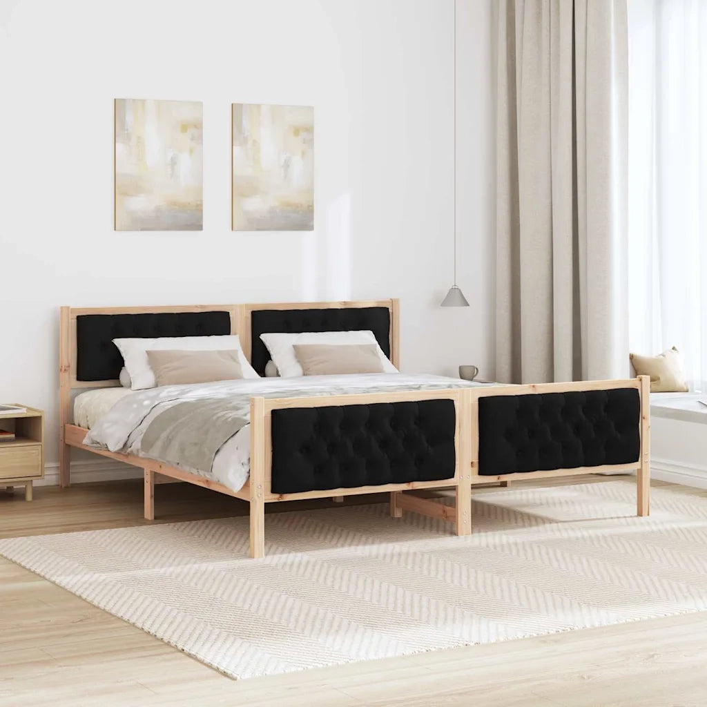 Letto matrimoniale | Letto per adulti | Struttura del letto Nero 180 x 200 cm Pino massello