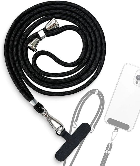 Cinturino universale per smartphone da indossare al collo - nero, regolabile e rimovibile