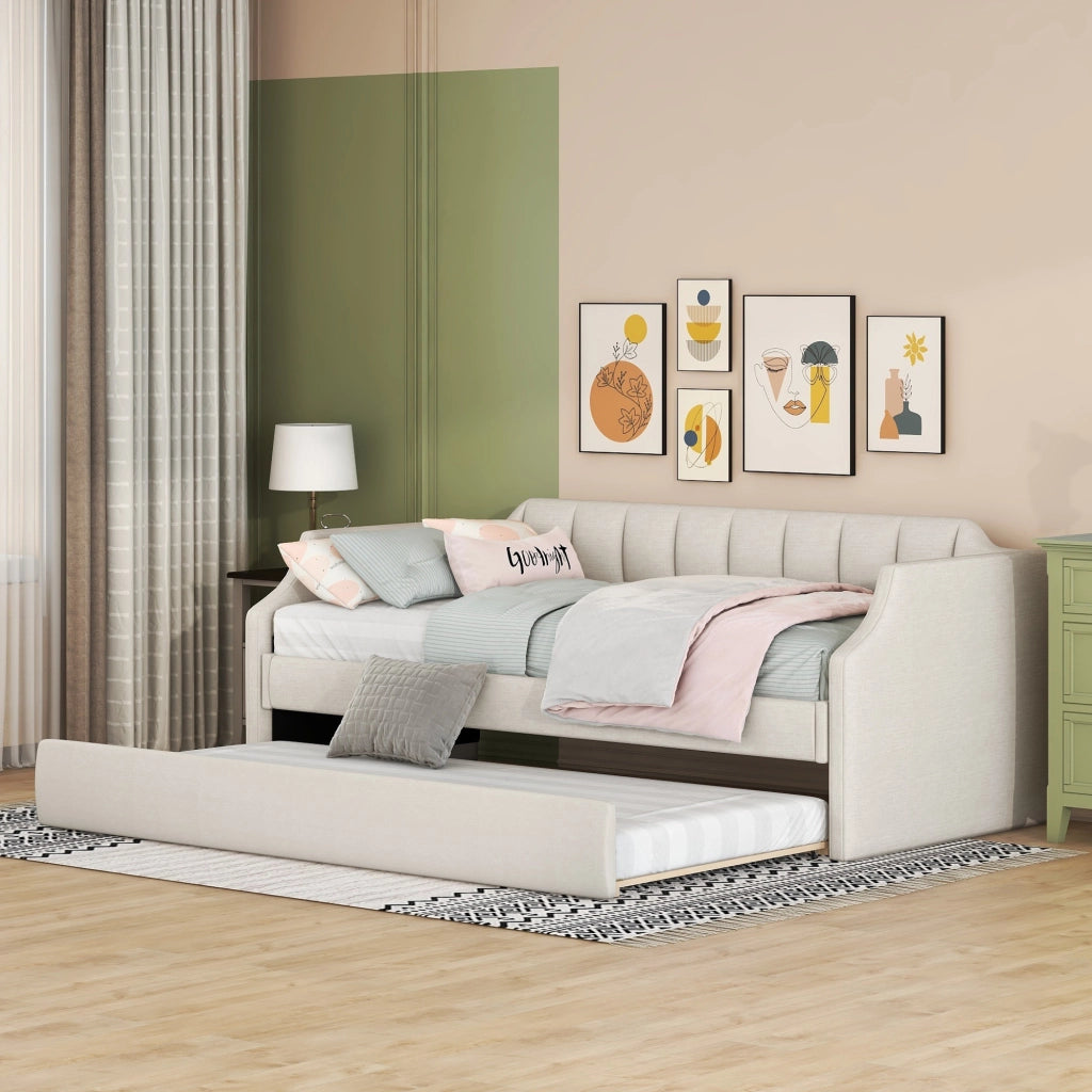 Letto Singolo Imbottito con Rollbett ¨C MINIMAL ¨C Beige 90x200