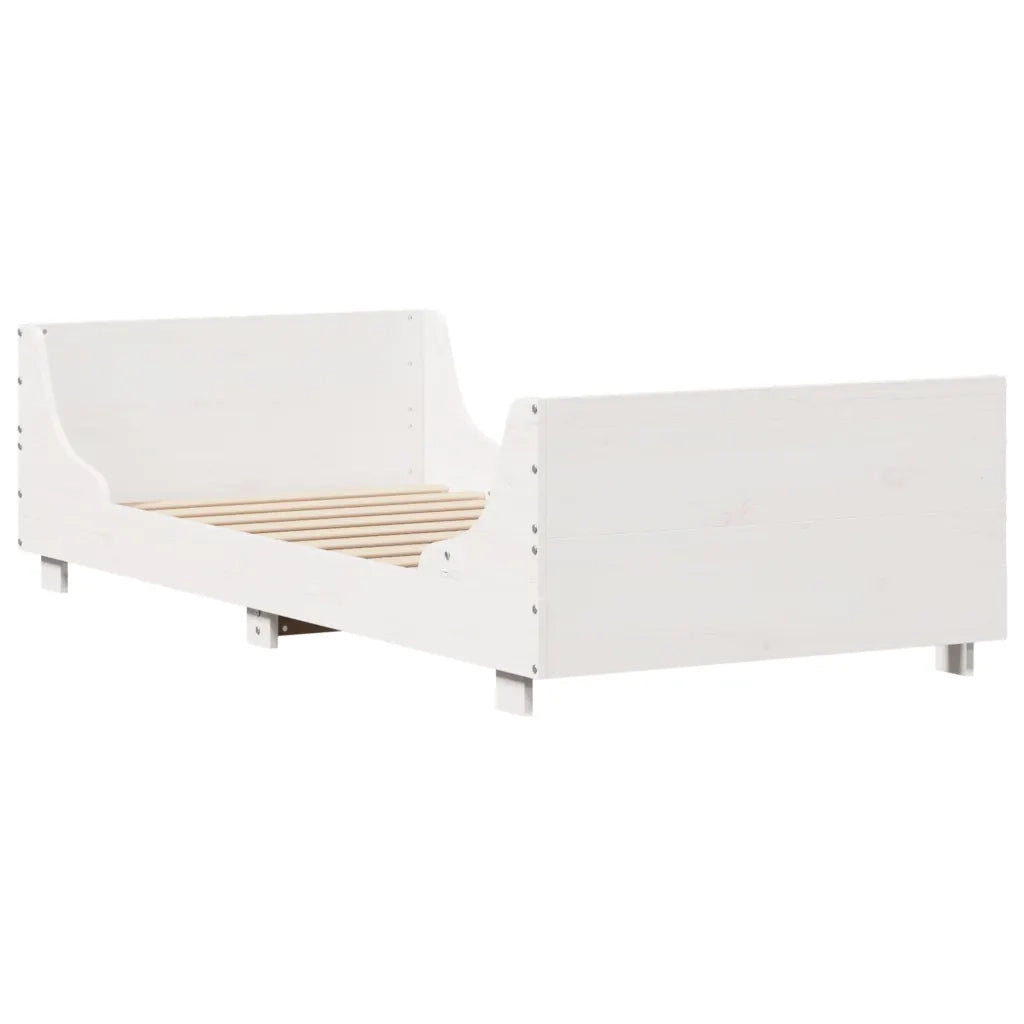 Letto senza Materasso-Struttura Letto Bianco 75x190 in Legno Massello di Pino 668497
