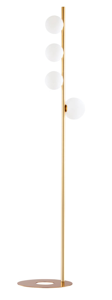 Lampada da terra TAIDA Jupiter ottone vetro bianco 4xG9