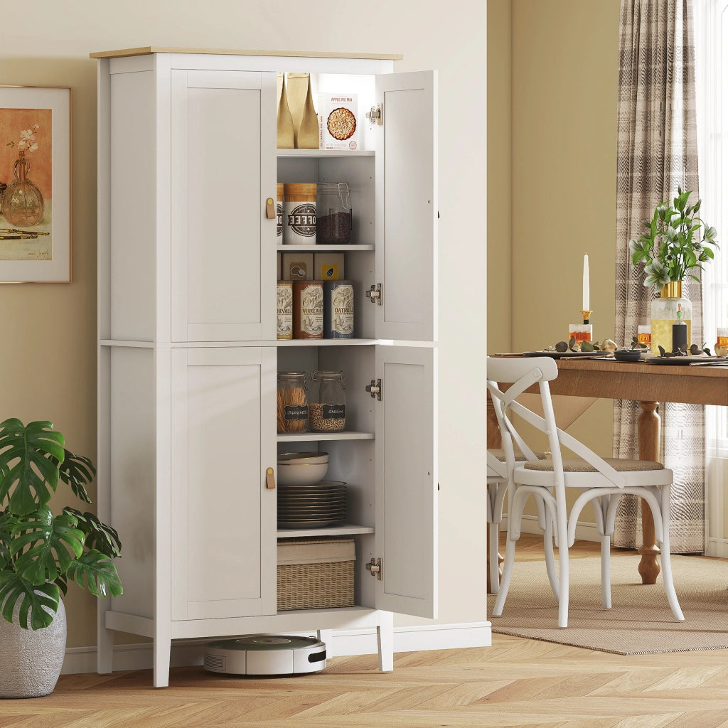 Mobile da Cucina Alto con Luci LED a Sensore di Movimento ¨C Minimal ¨C Bianco