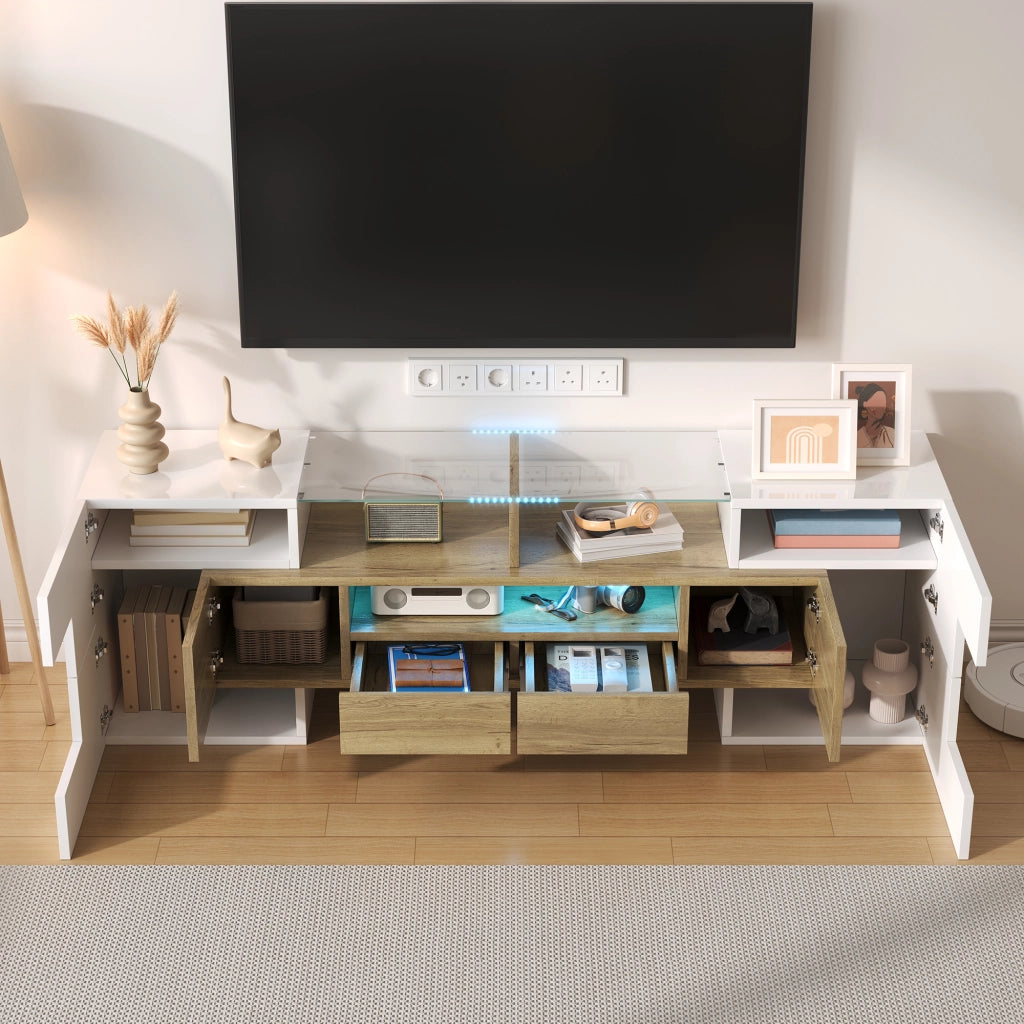 Mobile TV elegante - Zephmum- 145 cm- bianco lucido- LED design moderno