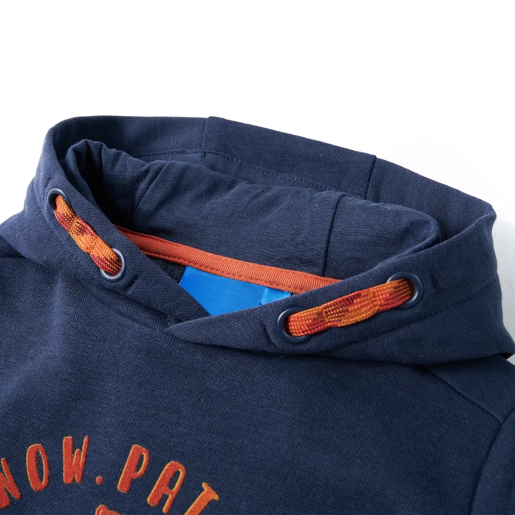Felpa da Bambino con Cappuccio Blu Marino M¨¦lange e Arancione 92