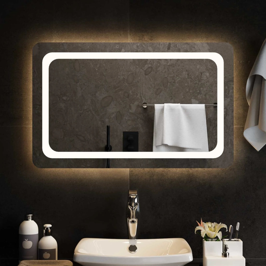 Specchio da bagno LED Trasparente 80 x 50 cm vetro temperato 42045836