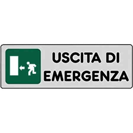 ETICHETTA 'USCITA DI EMERGENZA SX' 15x15 cm - 10 pezzi