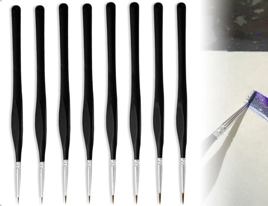 Set di pennelli 8 pezzi - Pennelli fini - Progettazione ergonomico - Setole in legno/nylon - Adatto per acquerello/acrilico - Sfumature dettagliate - Pennelli.