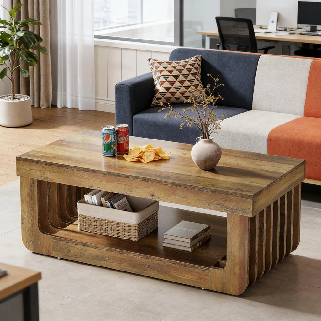 TAVOLINO DA CAFFÈ 120x60x45 cm in MDF Marrone, stile rustico