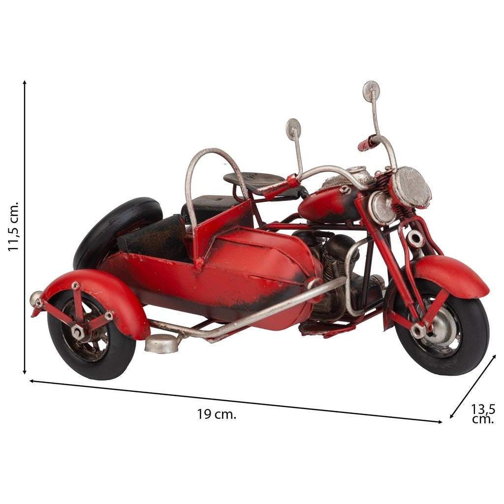 Sidecar in metallo rosso 19x13,5x11,5h