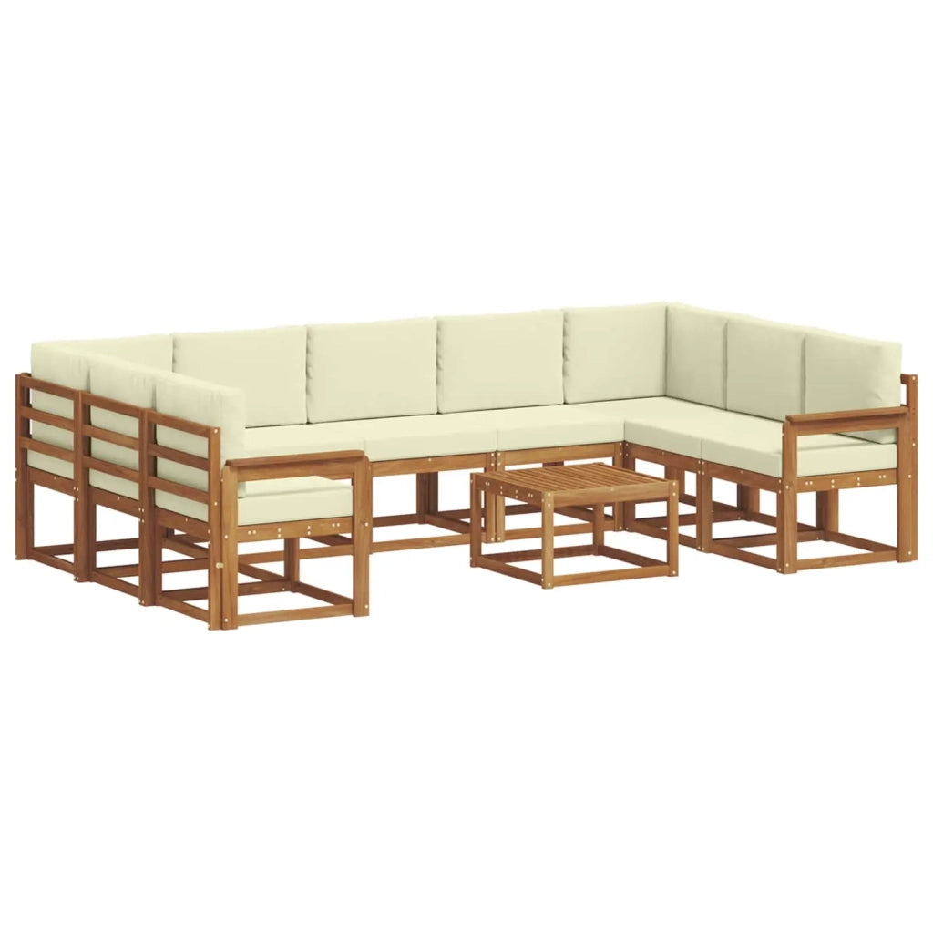 Set di divani da esterno con cuscino 10 pcs Naturale e Crema 3367008