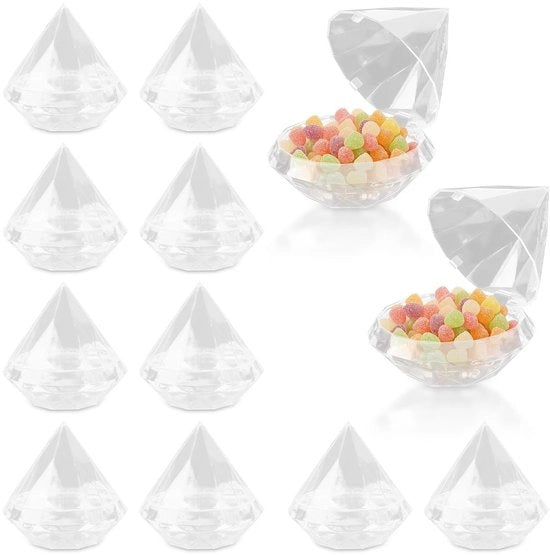 Dozina di favole a forma di diamante in scatole di conservazione trasparenti - 12 pezzi - Ideale per feste - Perfetto per matrimoni - 12 pezzi