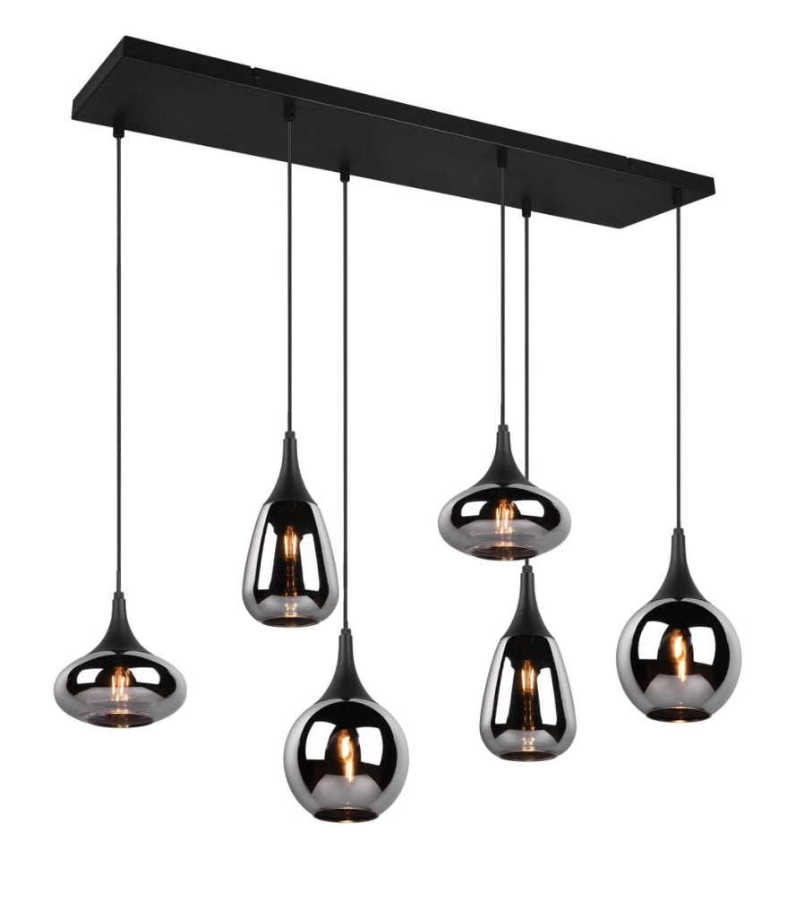 Lampadario Trio Lumina nero 6 luci E14 dimmerabile