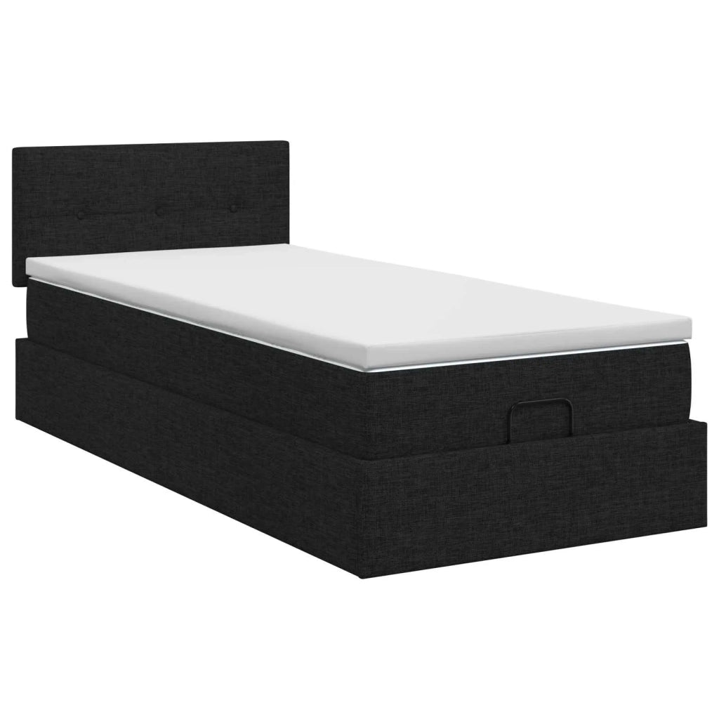 Letto ottomano con materasso Nero 90 x 200 cm Tessuto 3456297