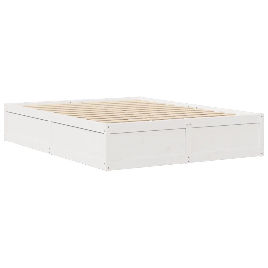 Letto senza Materasso-Struttura Letto Bianco 140x190 cm Legno Massello di Pino 841098