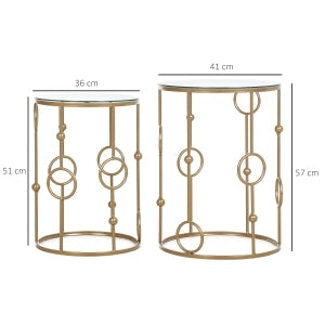 TAVOLINI Set 2 pezzi Ø41 x 57 cm e Ø36 x 51 cm Metallo Dorato