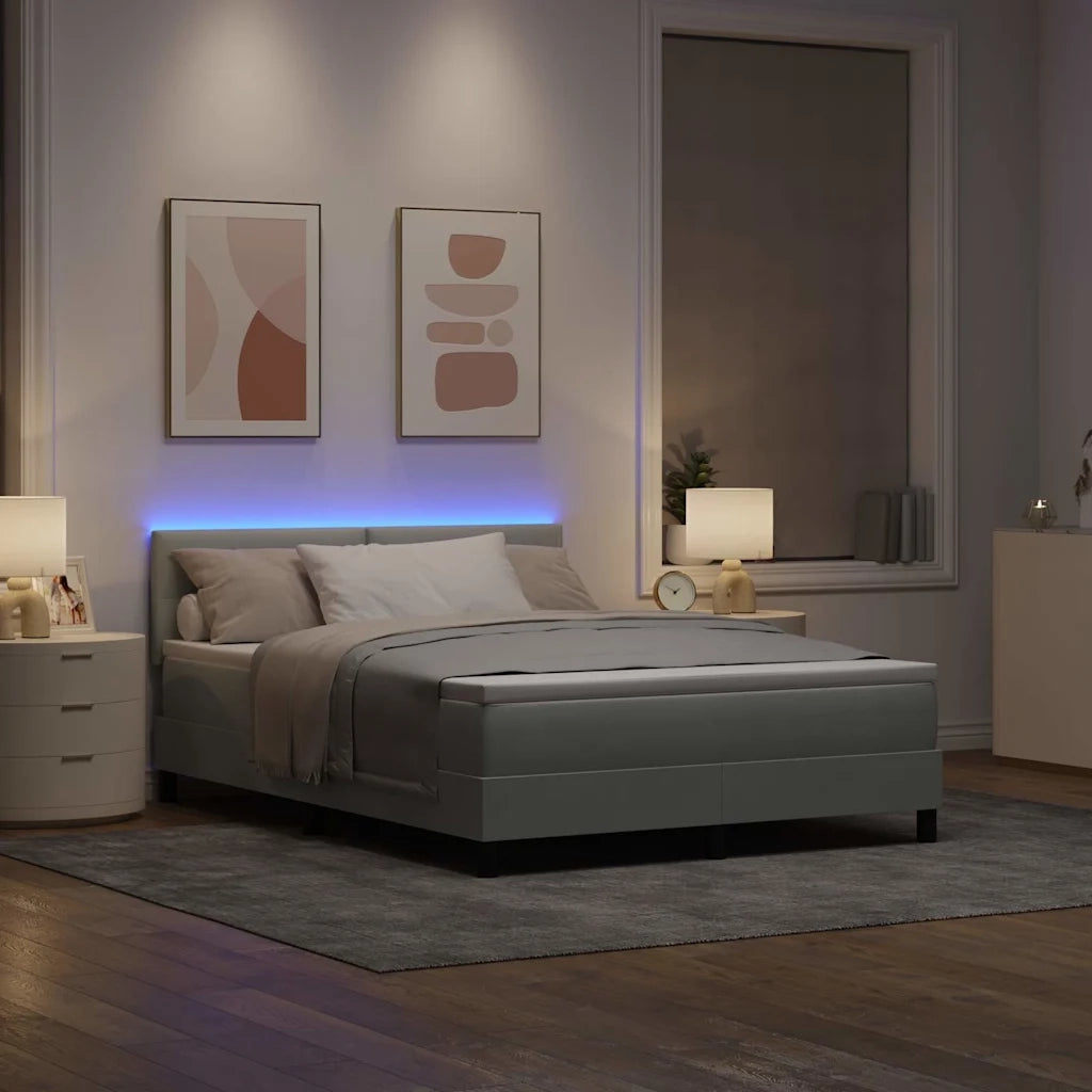 Letto a Sorgente LED con led Grigio chiaro 160 x 200 cm Velluto 3342662