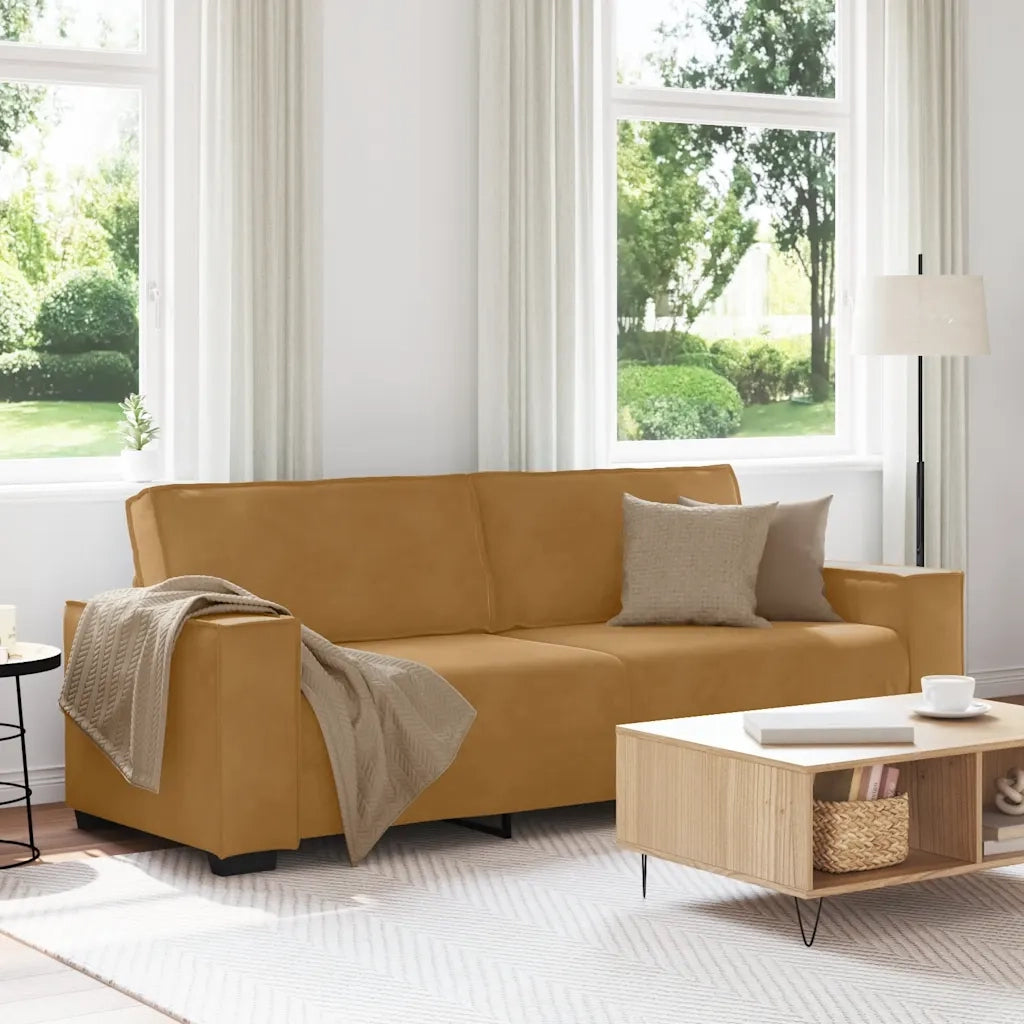 Divano a 3 Posti Marrone 220x78x84 cm in Velluto 4105037