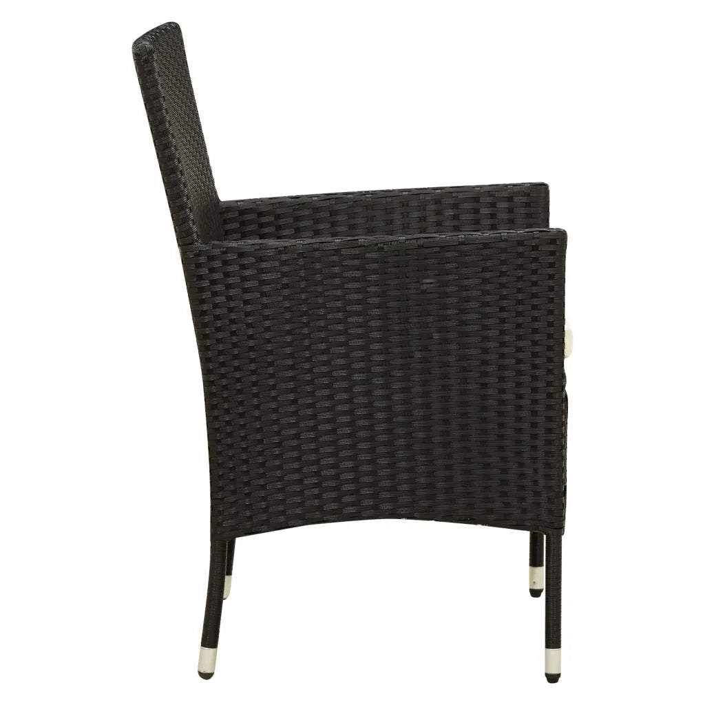 Set da Pranzo da Giardino 7 pz con Cuscini in Polyrattan Nero 3094829