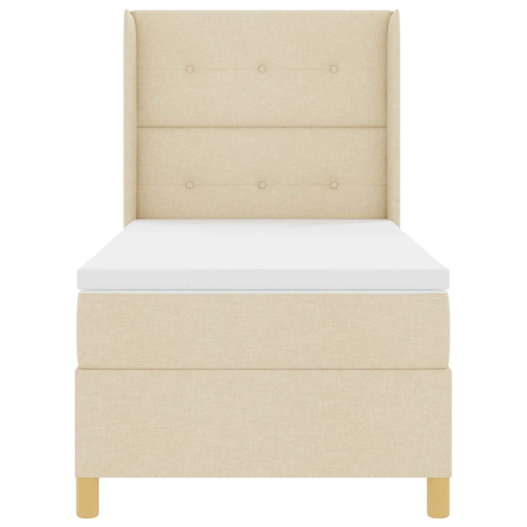 Letto a molle con materasso Crema 90 x 190 cm Tessuto