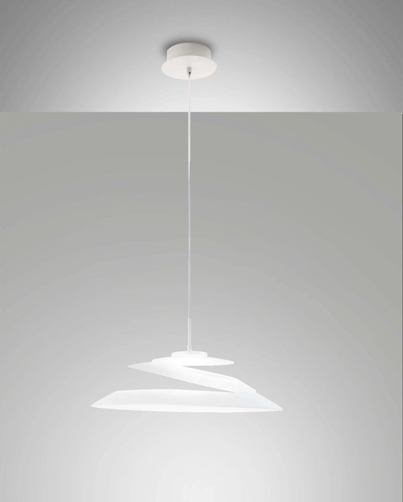 Lampada a sospensione Aragon in metallo e vetro bianco, LED integrato 18W, 3000K, dimmerabile a taglio di fase, diametro 530mm, Classe 1, IP20