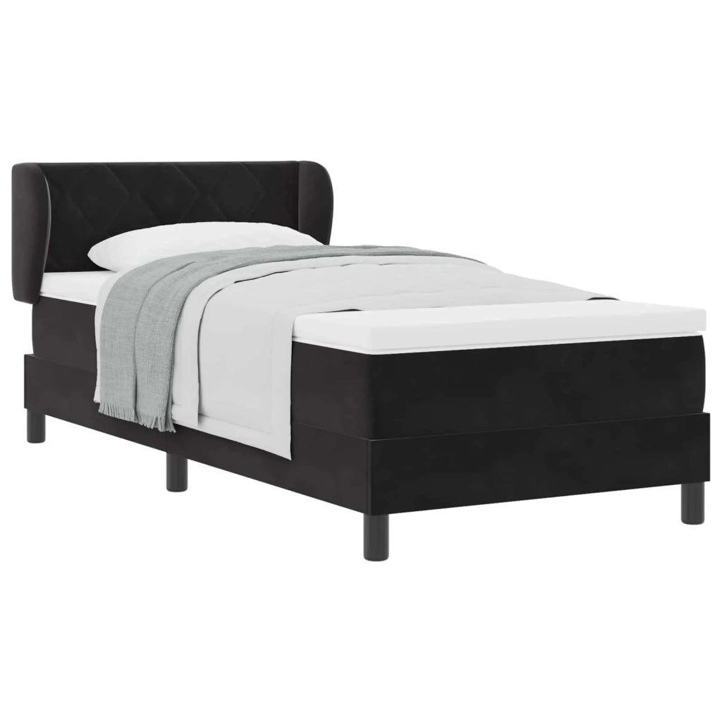Letto a molle con testiera Nero 100 x 200 cm Velluto 3340432