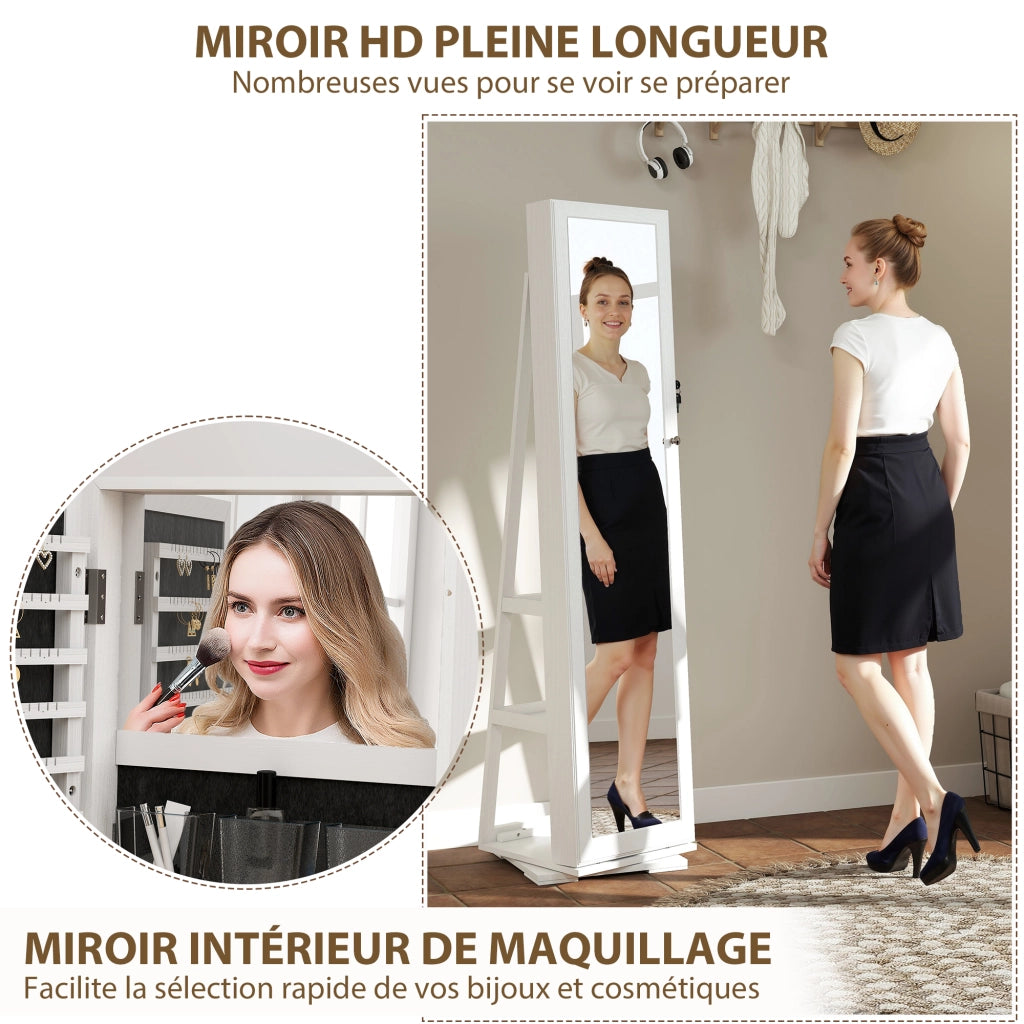 Armadio per gioielli con specchio ¨C Minimal ¨C in legno bianco