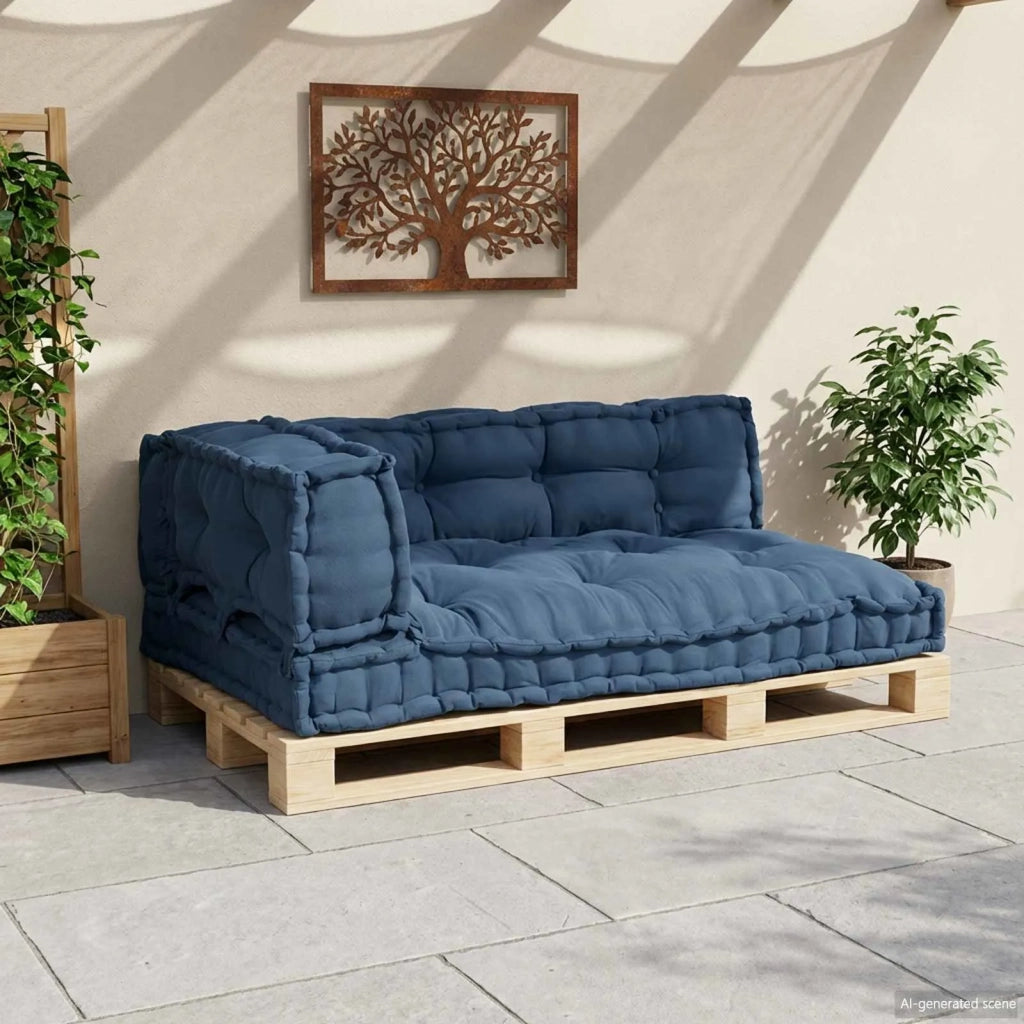 Cuscino per Divano Pallet 3 pcs Indaco 120 x 80 x 38 cm Tessuto 4019095