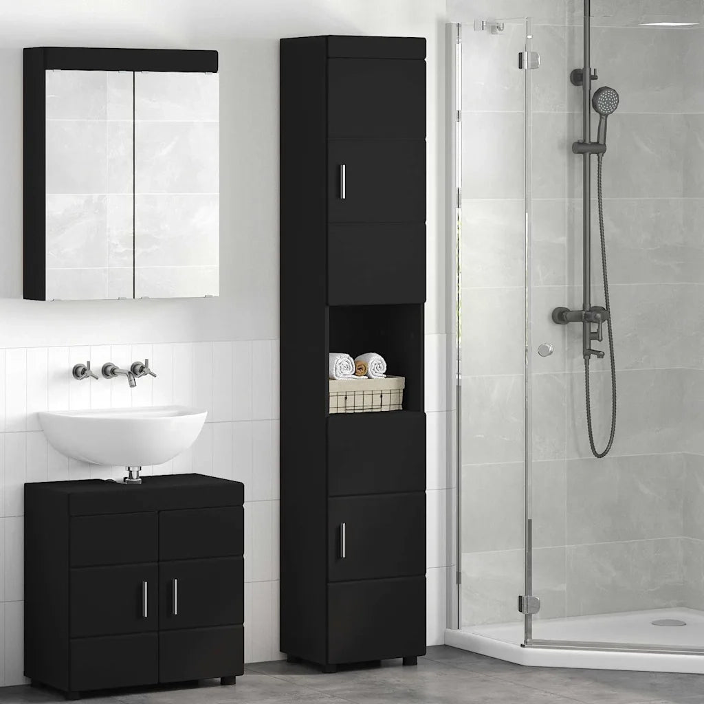 Set di Armadi da Bagno TULUM Nero 37 x 31,5 x 203 cm