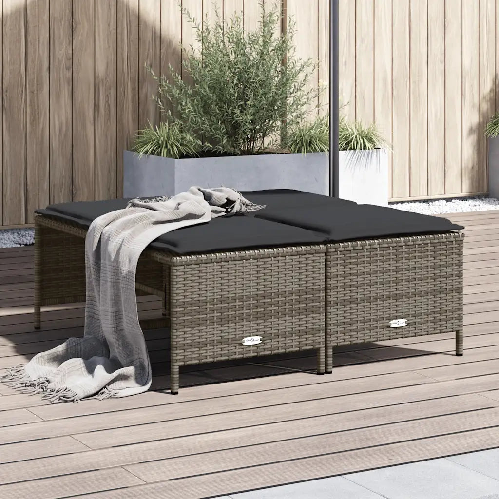 Sgabelli da Giardino con Cuscini 4 pz Grigi in Polyrattan CFW1067806