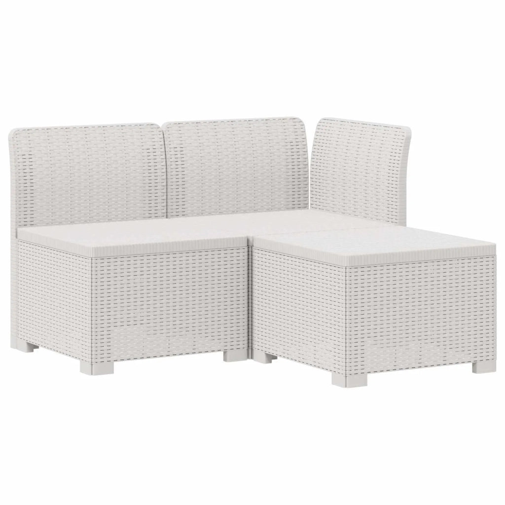 Divano da giardino 3 posti con cuscini in look rattan PP Bianco 8011912