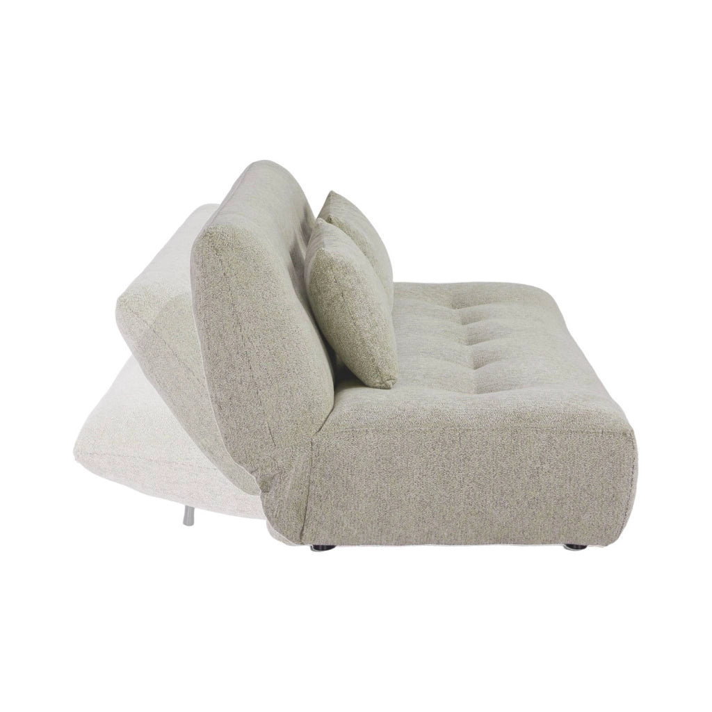 Divano letto convertibile in tessuto ciniglia, 3 posti, beige